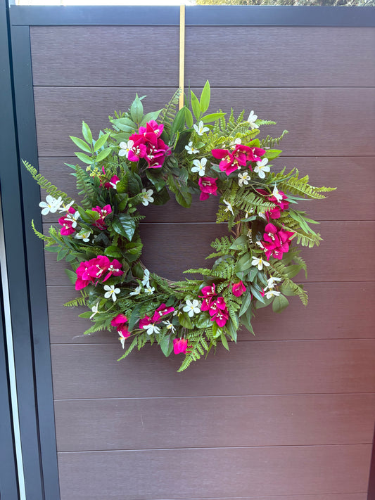 Raspberry bougainvillea wreath – 26 inches | Beatrice Collection