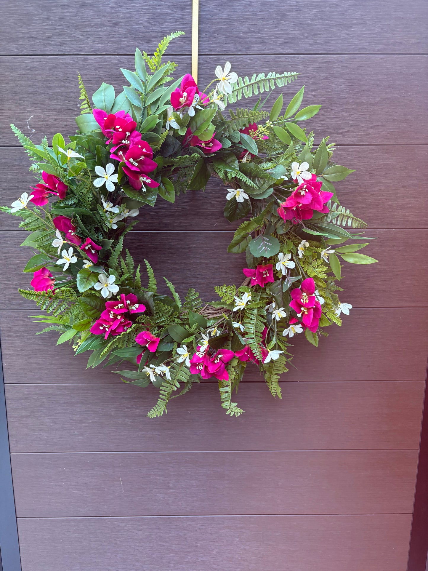 Couronne bougainvillier framboise – 26 pouces | Collection Béatrice