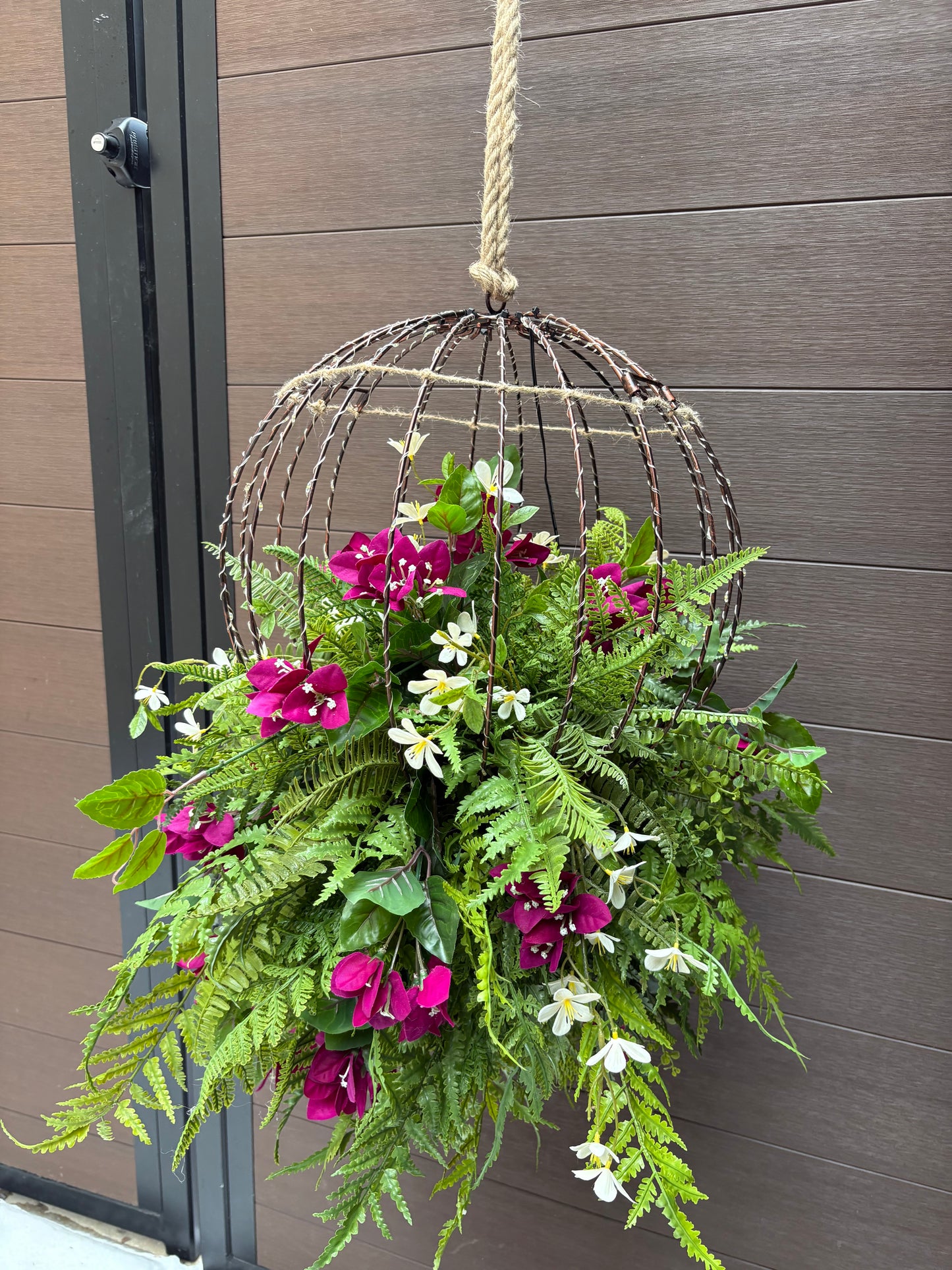 Luminous floral sphere – plum and greenery