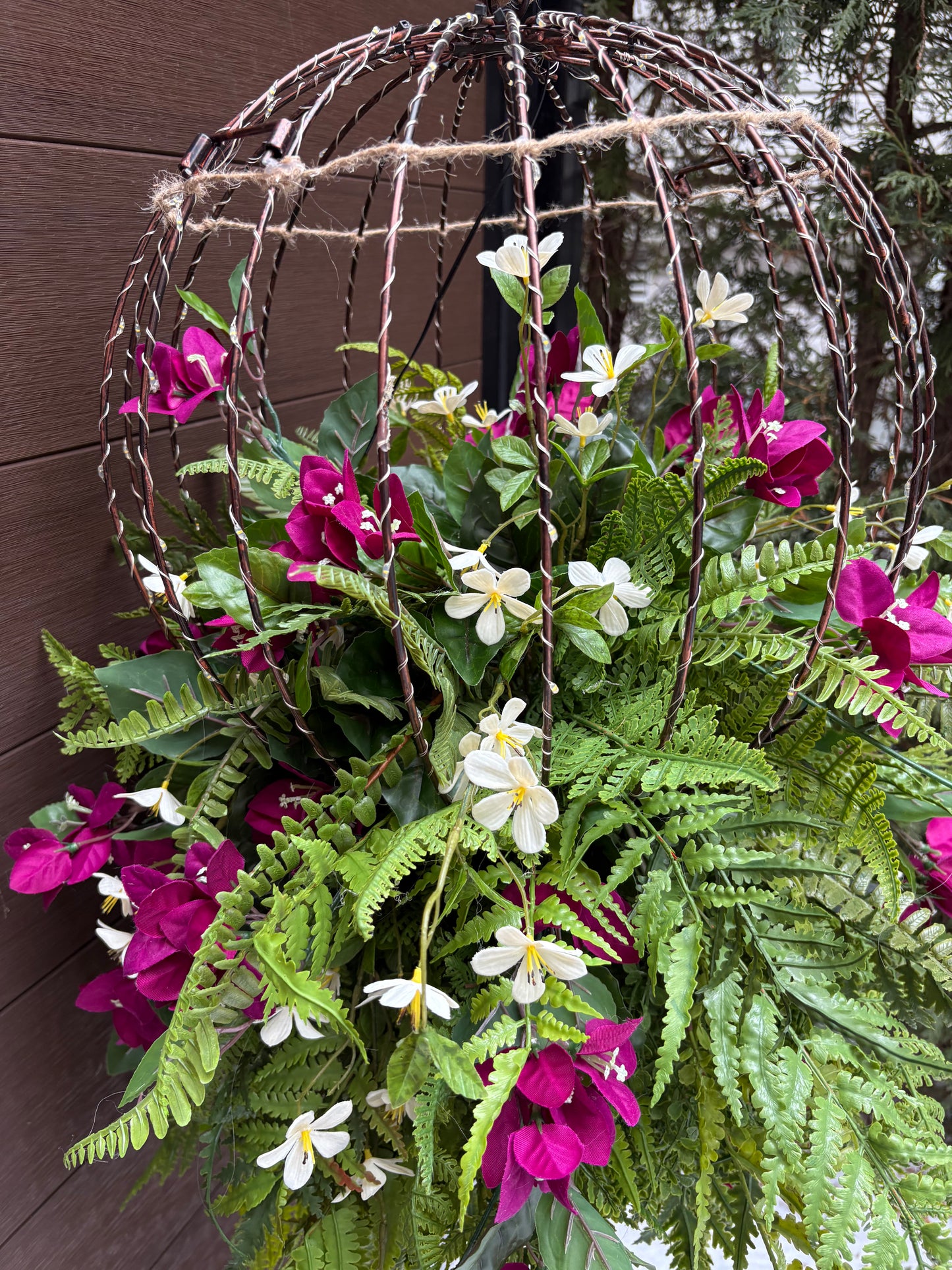 Luminous floral sphere – plum and greenery