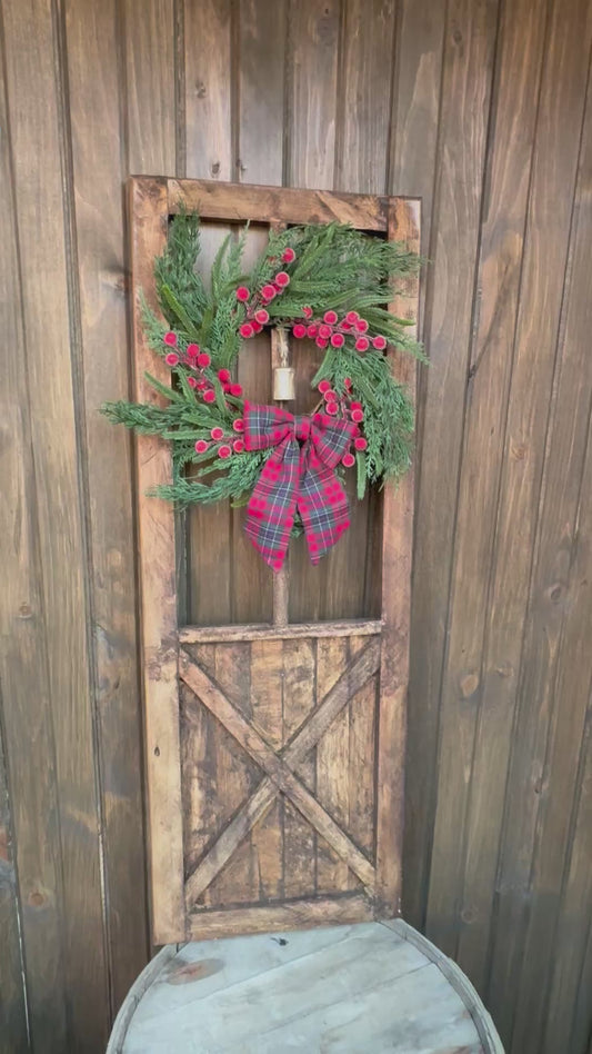 Porte de grange décorative en bois rustique – Décoration de Noël et d’hiver